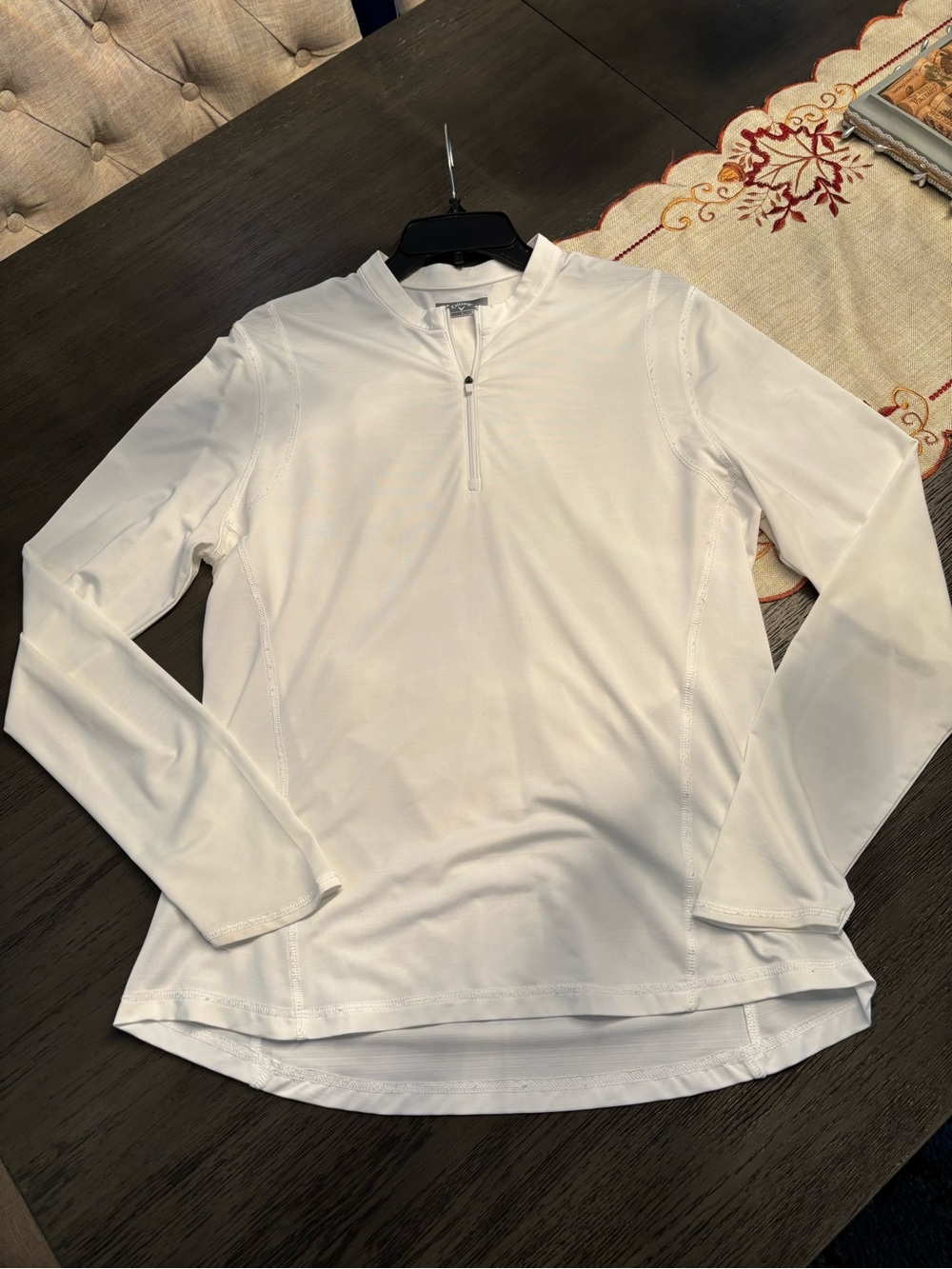 Callaway Opti-Dri White Quarter-Zip Performance light Weight Pullover, Large